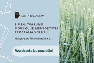 [LiMA REKOMENDUOJA] „Sustain Academy“ tvarumo mokymų ir mentorystės programa